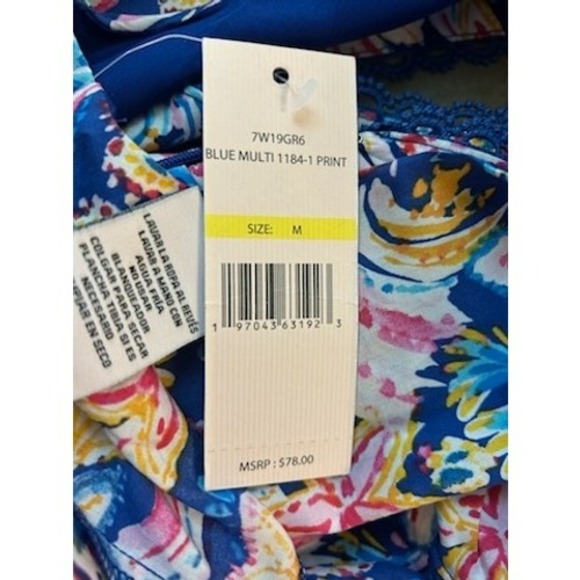 NWT Nanette Lepore Floral Ruffle Sleeve Blouse Top Blue Size Medium - Picture 5 of 6